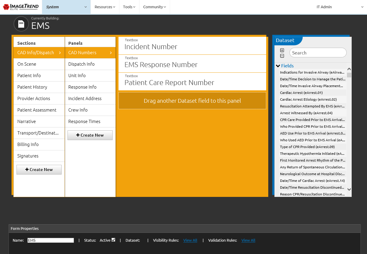 screenshot of ImageTrend Elite for EMS